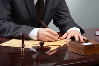 lawyer writing a document